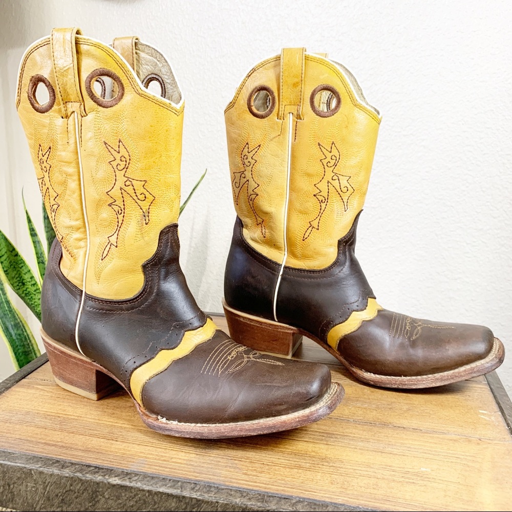 EL GENERAL Square Toe Cowgirl Boots Saddle Vamp